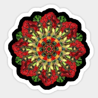 bugs on poppies mandala Sticker